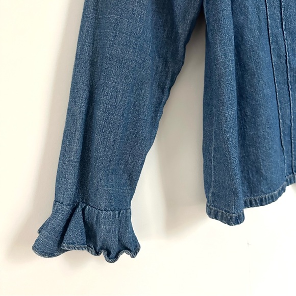 VINTAGE Ruffled Denim Blouse - Picture 4 of 9